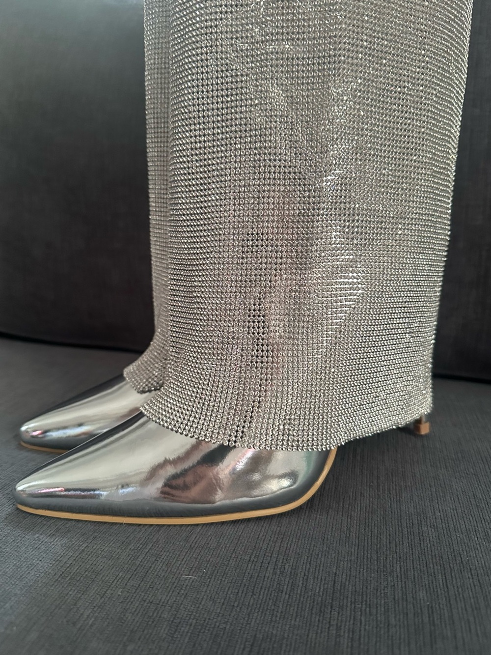 Cape Robbin Shiny Silver Pointed-Toe Stiletto Heels - Picture 8 of 10
